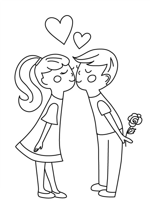 Coloriage Cœur et roses pour la Saint-Valentin - Saint-Valentin à imprimer