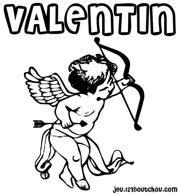 Coloriage Cupidon et flèches de l'amour - Saint-Valentin à imprimer