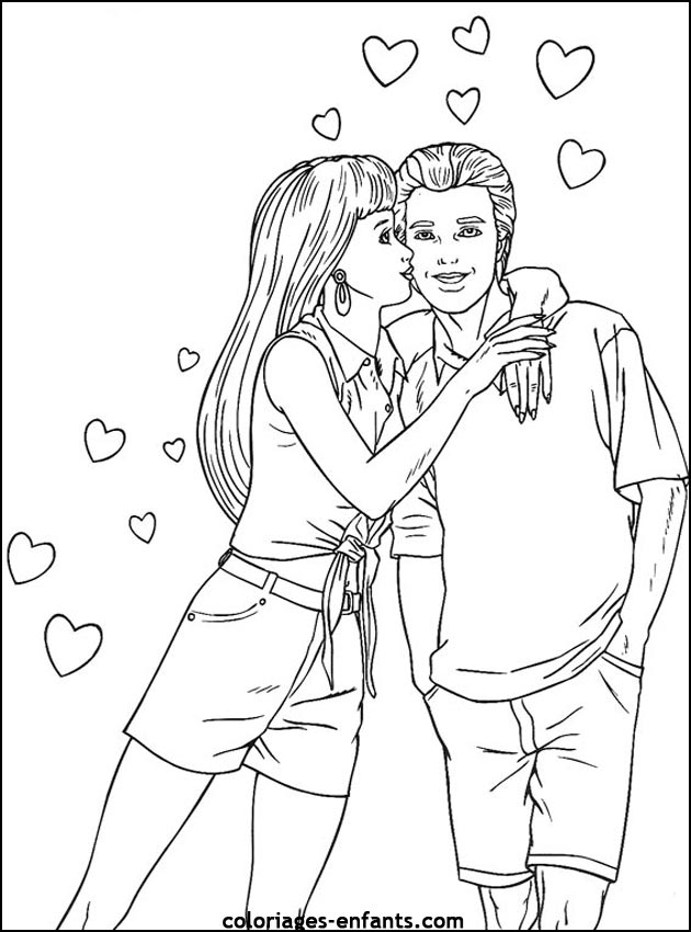 Coloriage Colombes et guirlandes de Saint-Valentin - Saint-Valentin à imprimer