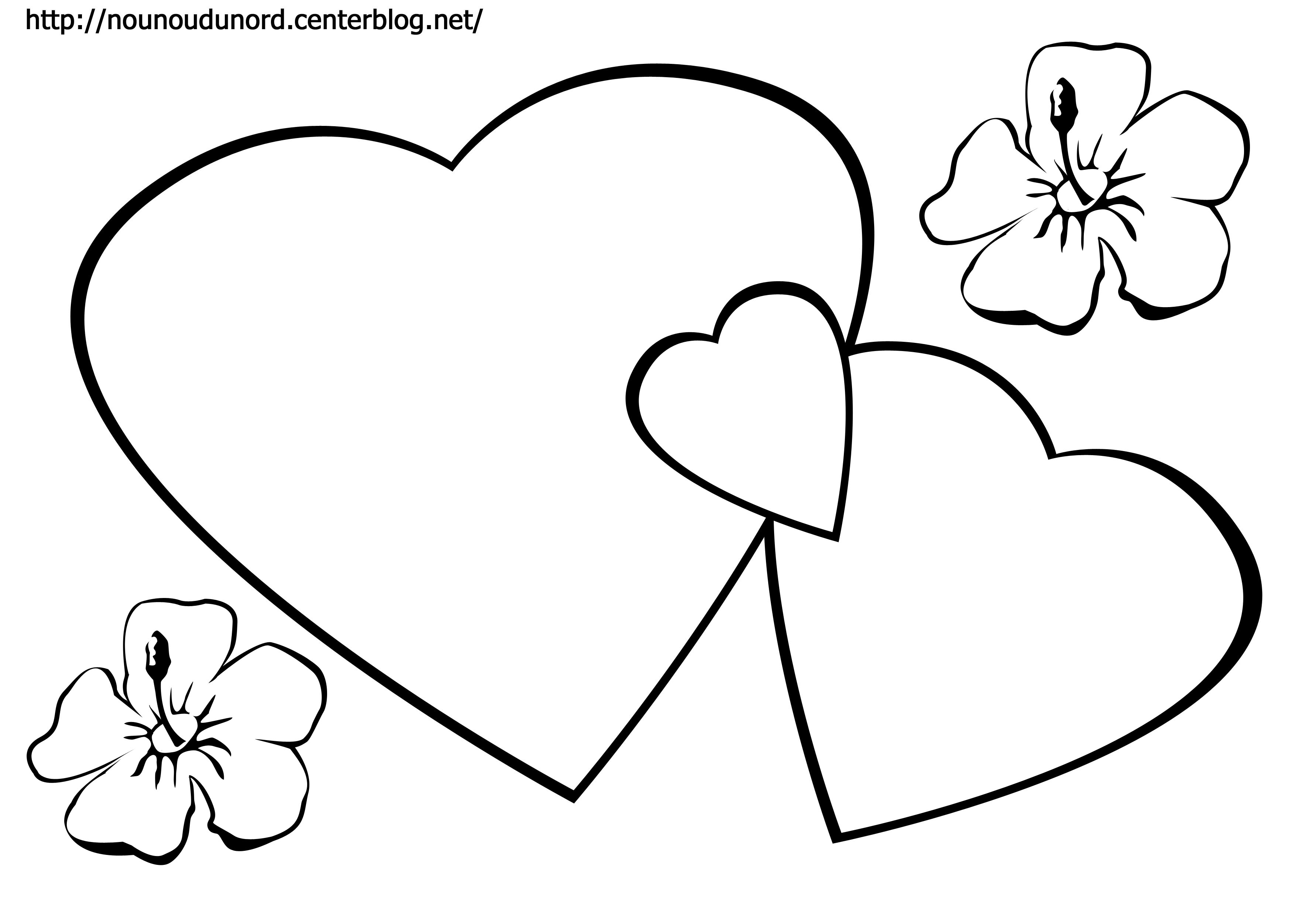 Coloriage Roses et cœurs entrelacés de tendresse - Saint-Valentin à imprimer