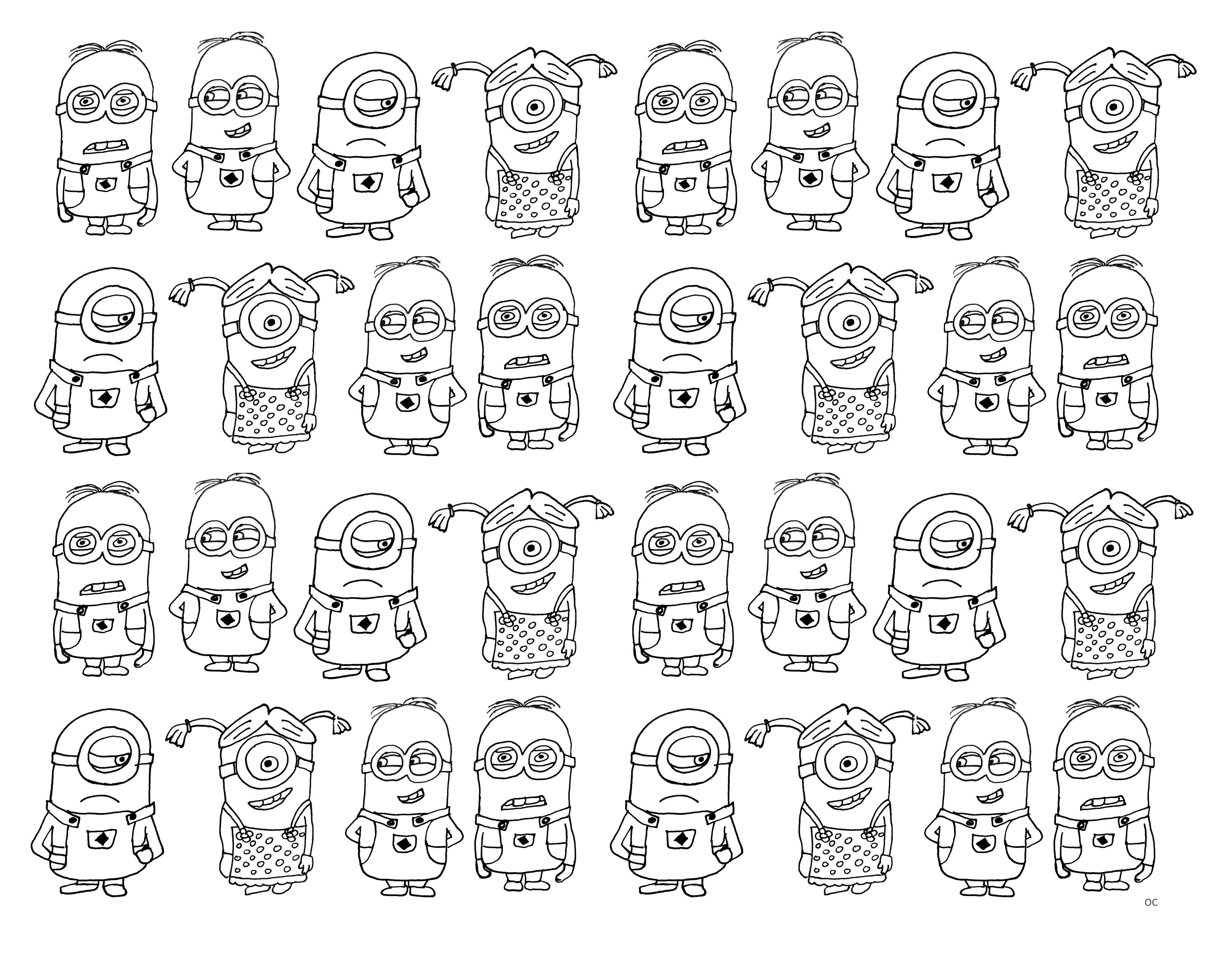 Coloriage Dessin Très Nombreux Minions - Minions à imprimer