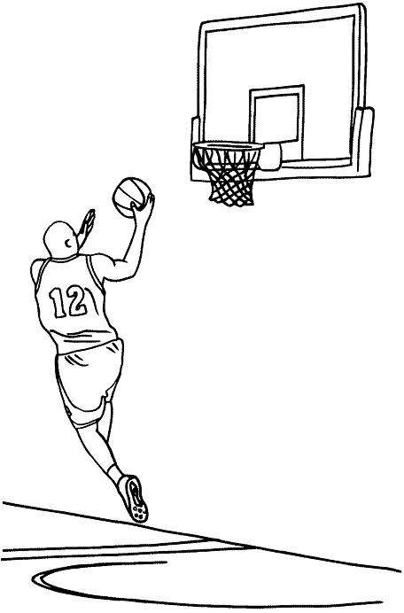 Coloriage Dessin Un Joueur Fait Un Tir A Deux Points - Basketball à imprimer
