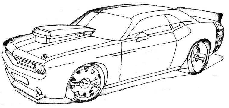 Coloriage Dessin Voiture De Tuning - Voiture de course à imprimer