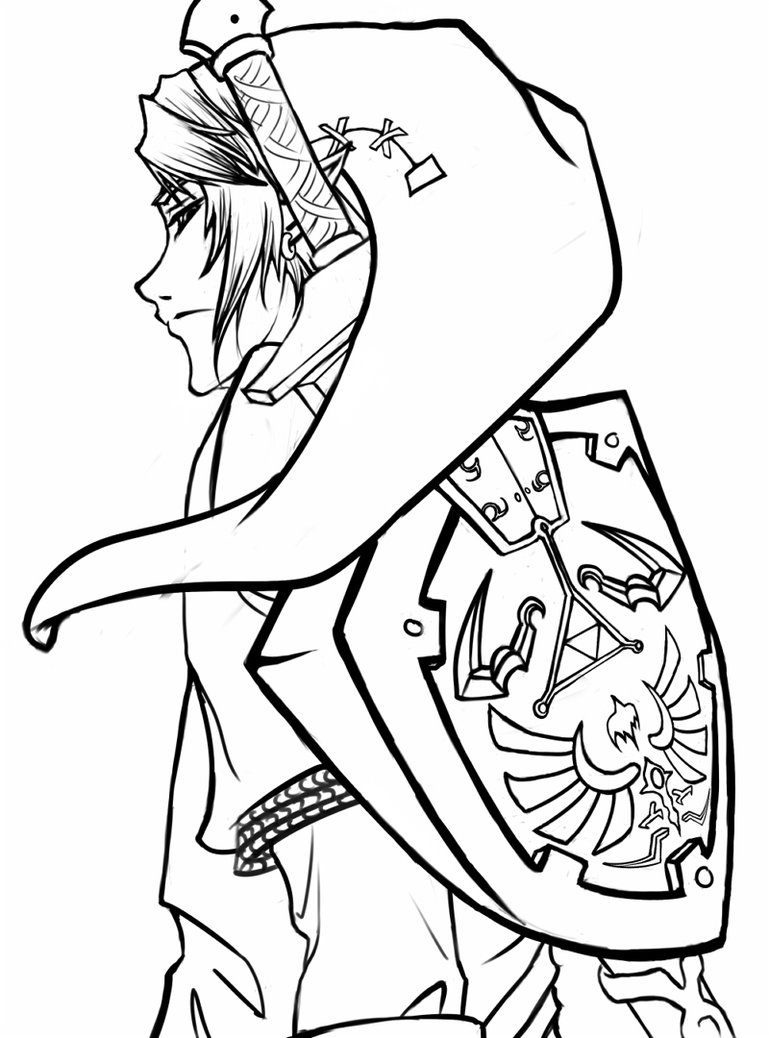 Coloriage Link brandissant l'Épée de légende - Zelda à imprimer
