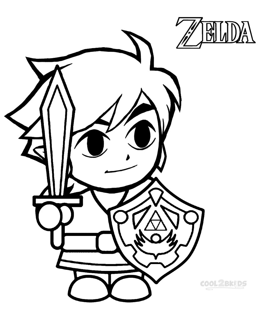 Coloriage Link explorant le royaume d'Hyrule - Zelda à imprimer