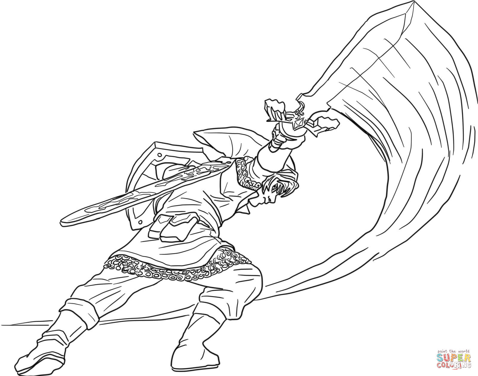Coloriage Link à l'épée dans Zelda - Zelda à imprimer