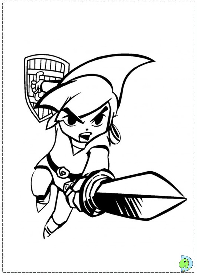 Coloriage Link en quête dans Zelda - Zelda à imprimer
