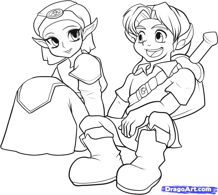 Coloriage Link brandissant l'épée de légende - Zelda à imprimer