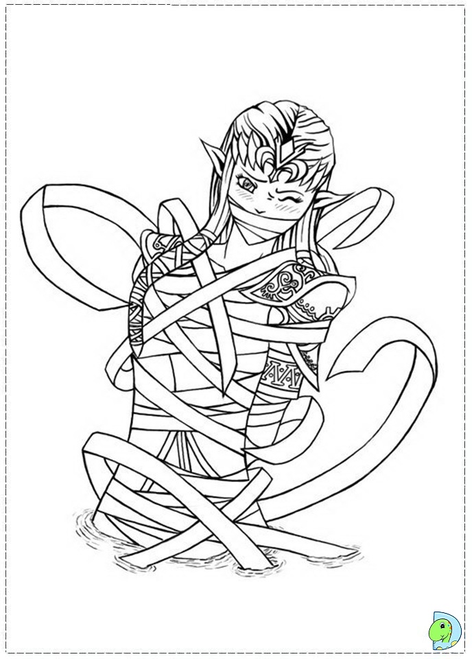 Coloriage Link combattant une créature Zelda - Zelda à imprimer