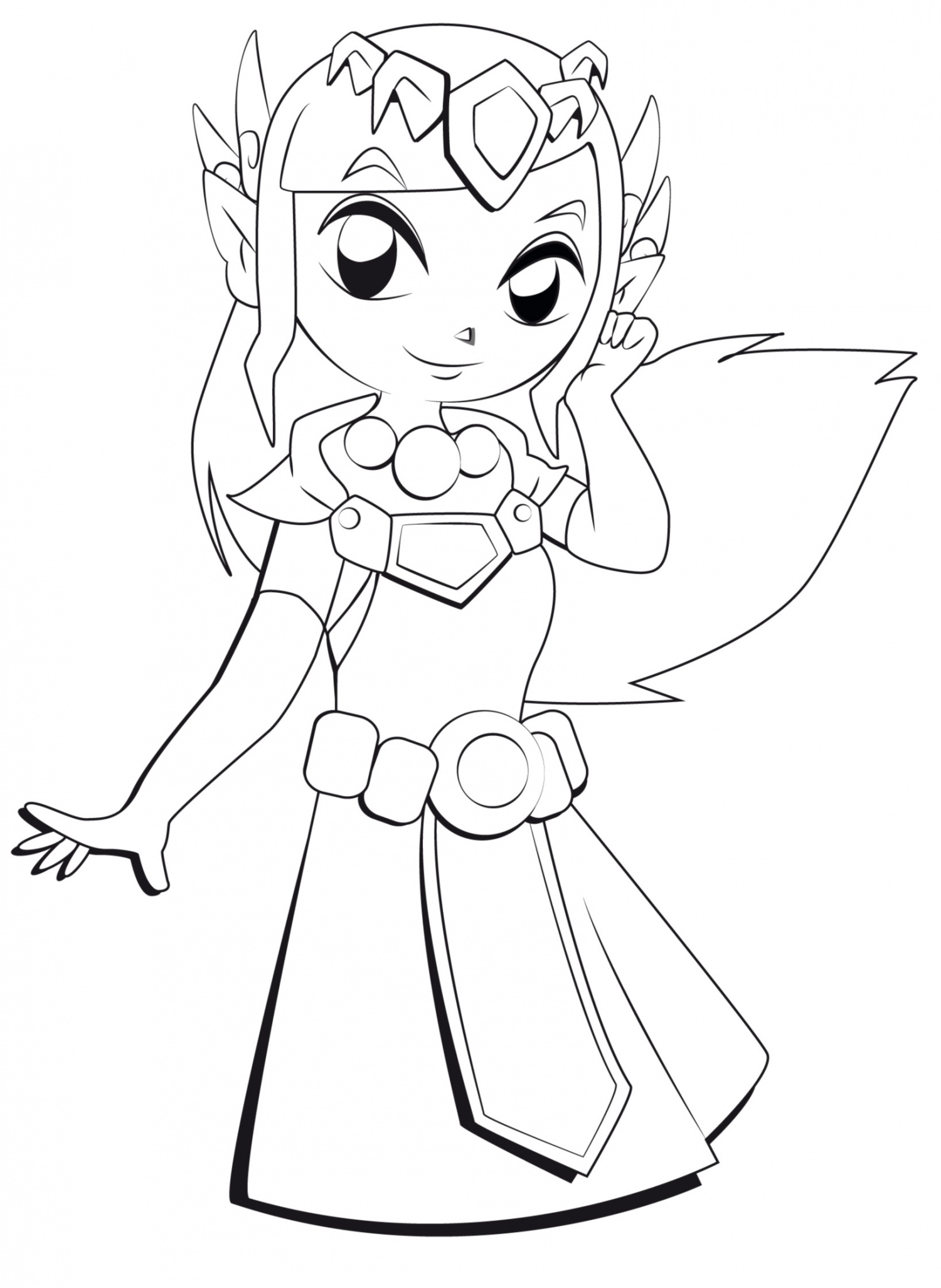 Coloriage Zelda Princesse du Royaume - Zelda à imprimer