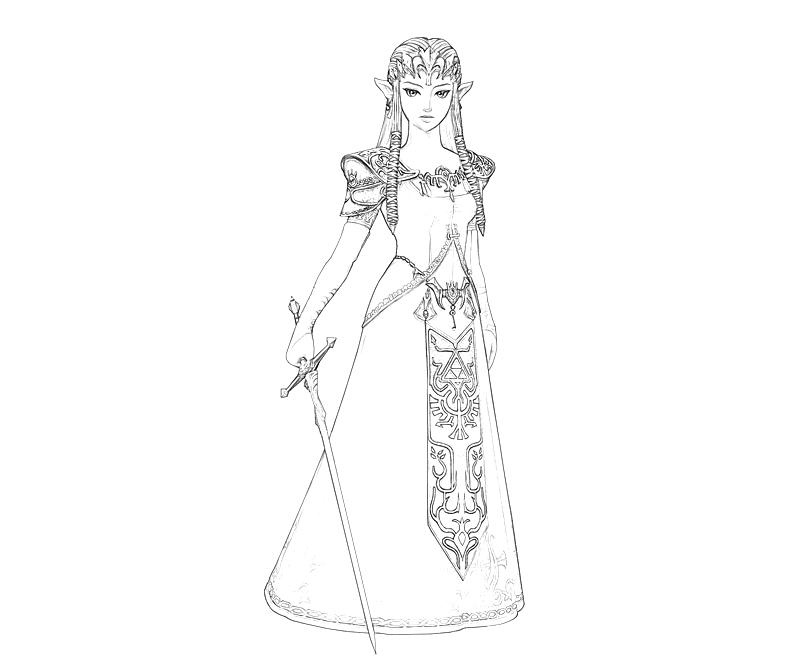 Coloriage Zelda la princesse royale - Zelda à imprimer