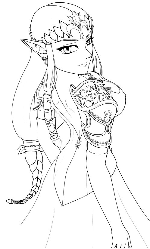 Coloriage Link à l'épée dans Zelda - Zelda à imprimer
