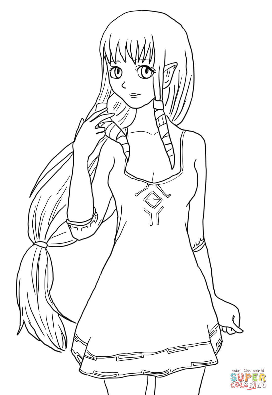 Coloriage Link explorant les terres d'Hyrule - Zelda à imprimer