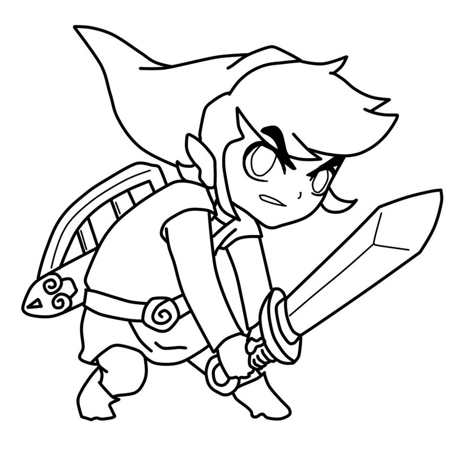 Coloriage Princesse Zelda en robe royale enchantée - Zelda à imprimer