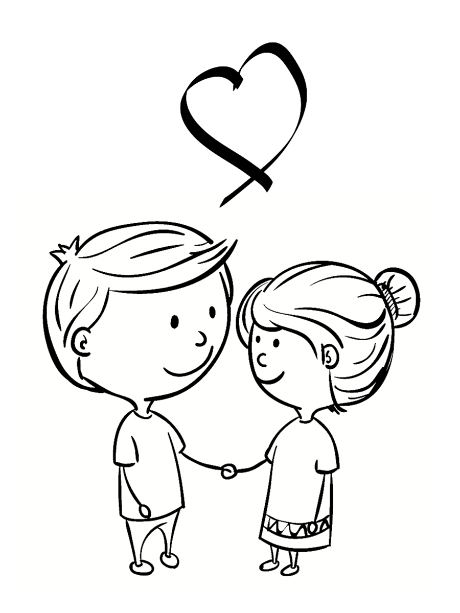 Coloriage Deux Amoureux Saint Valentin - Saint-Valentin à imprimer