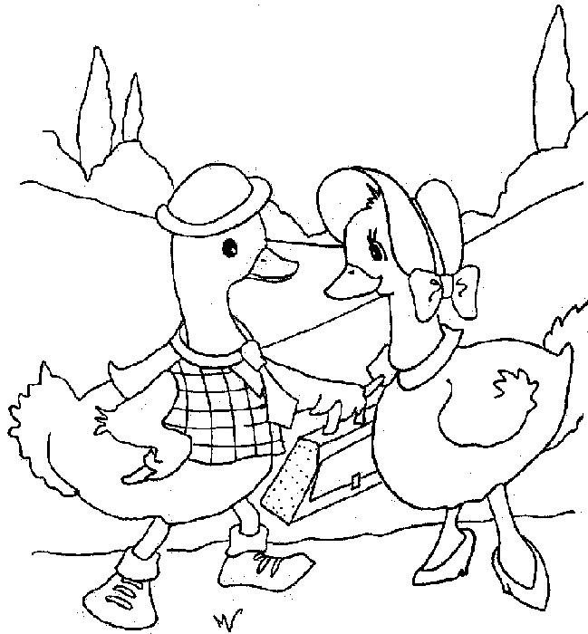 Coloriage Deux Canards - Animaux à imprimer