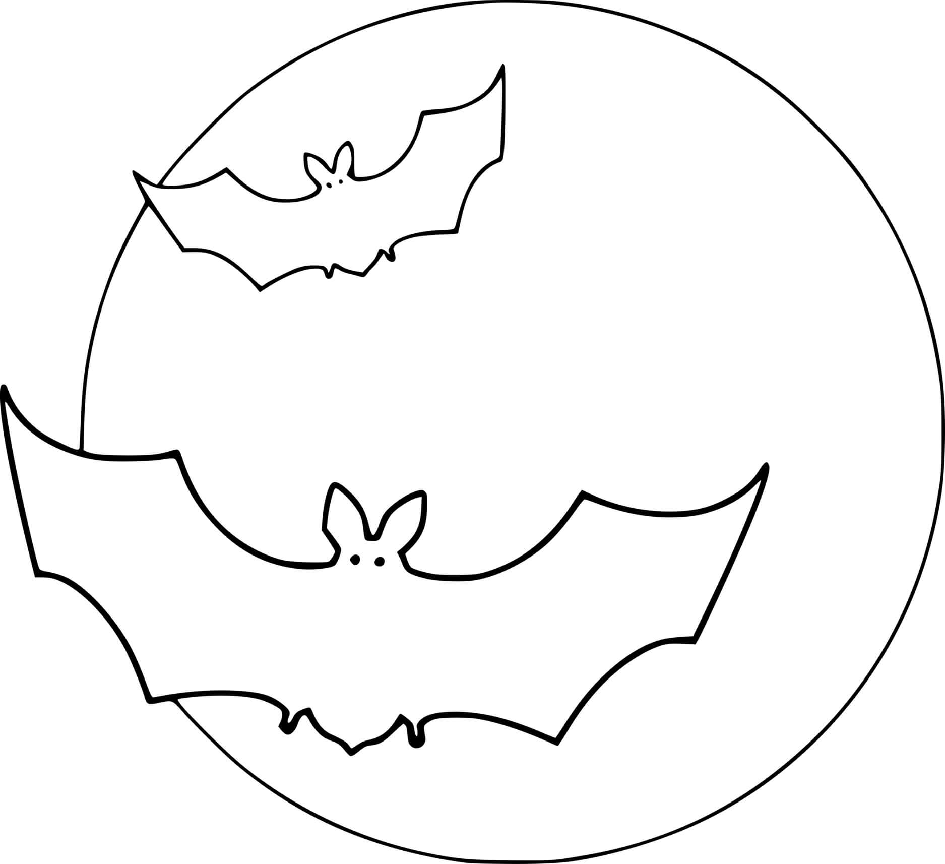 Coloriage Deux Chauve Souriss Et La Lune 31 Octobre - Halloween chauve souris à imprimer