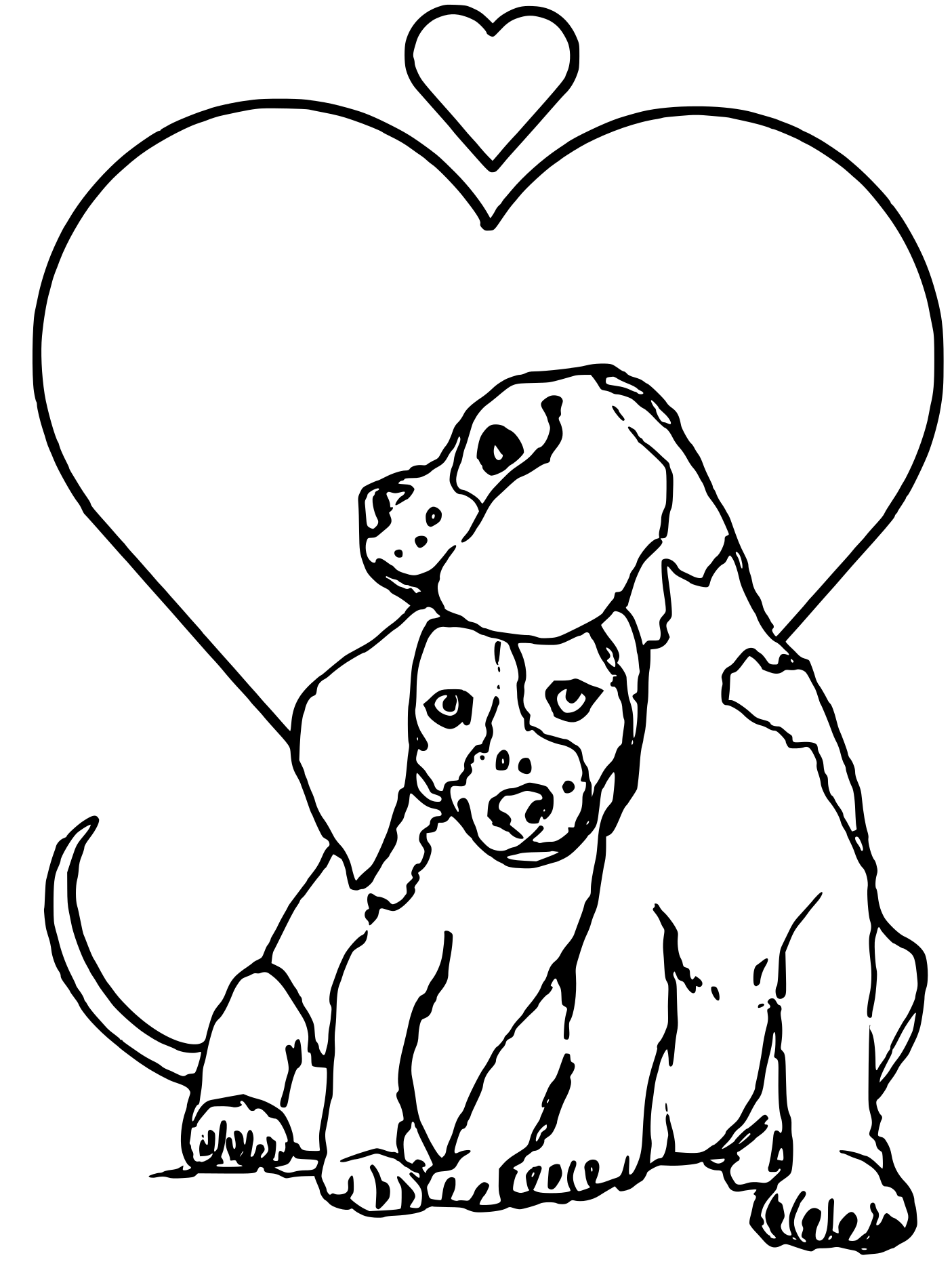Coloriage Deux Chiens Amoureux - Chien à imprimer