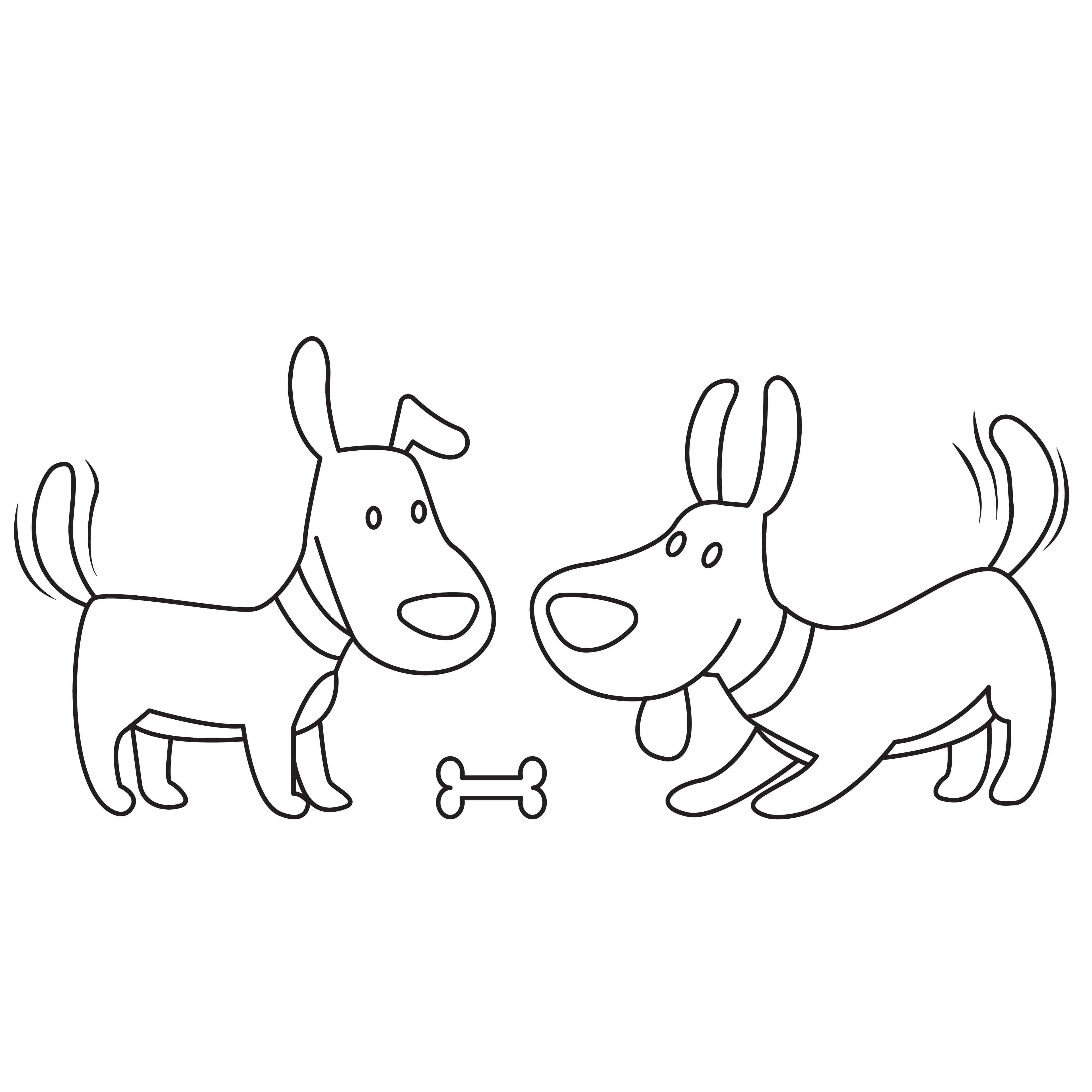 Coloriage Deux Chiens Mignons - Animal à imprimer