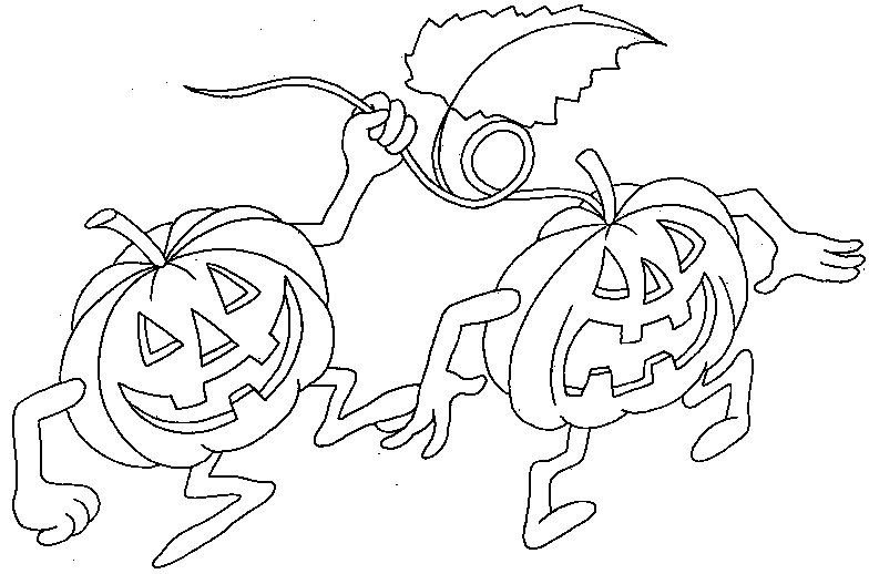 Coloriage Deux Citrouilles En Vadrouille - Halloween citrouille à imprimer