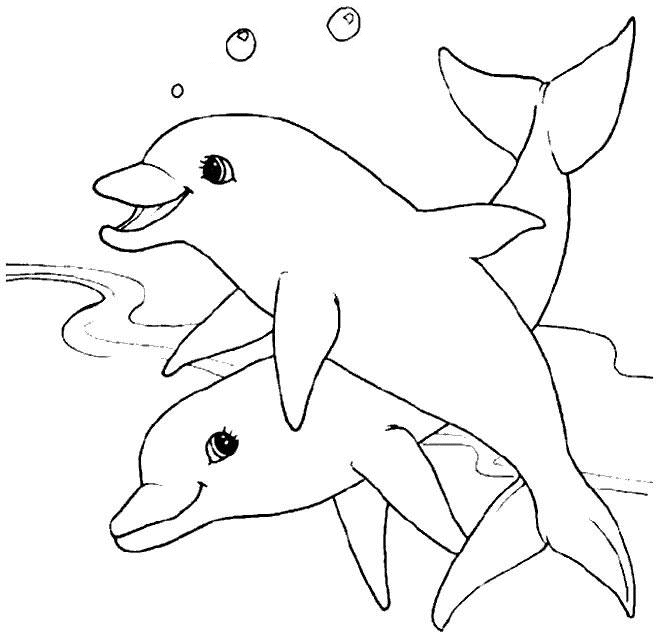 Coloriage Deux Dauphins - Animaux à imprimer