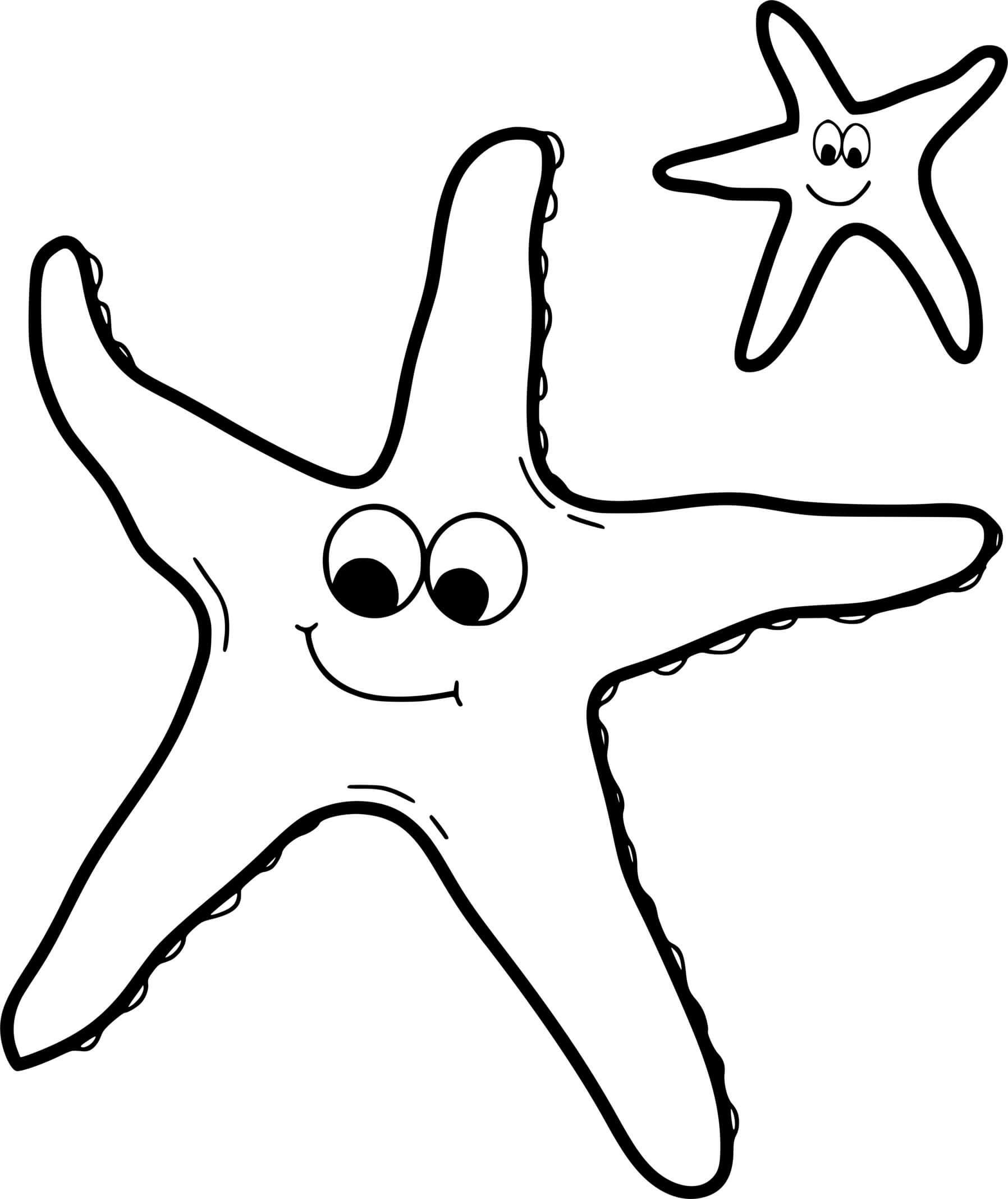 Coloriage Deux Étoiles De Mer Souriante - Étoile de mer à imprimer