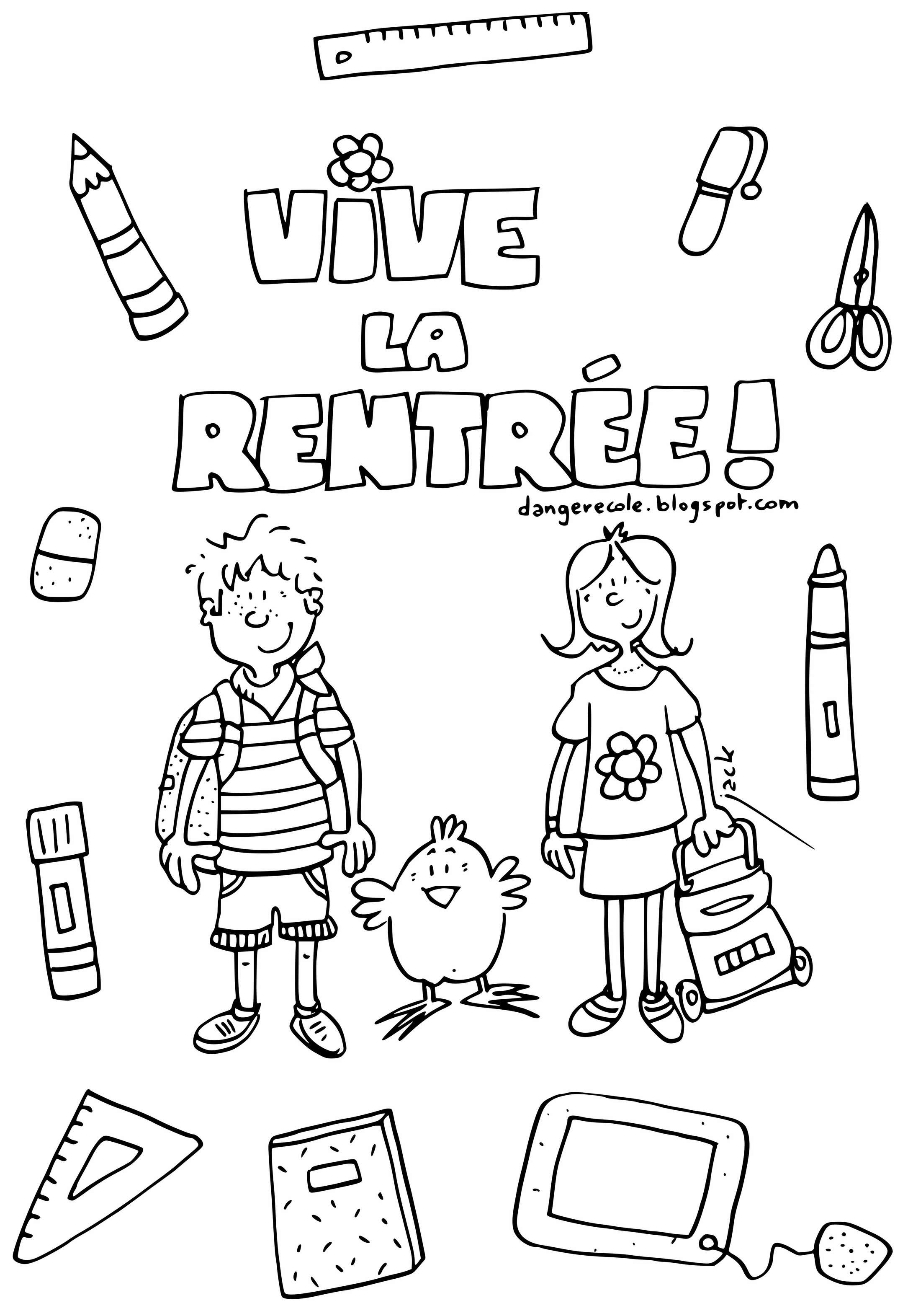 Coloriage Deux Etudiants Pour La Rentrée Scolaire Maternelle - Rentrée scolaire à imprimer