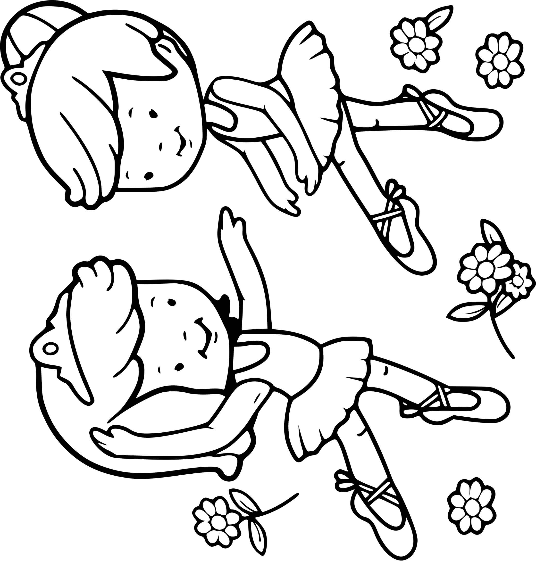 Coloriage Deux Filles Font Du Ballet - Enfants à imprimer
