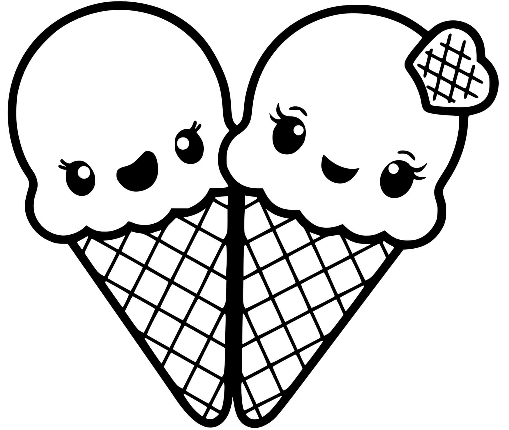 Coloriage Deux Glaces A La Vanille - Glace à imprimer