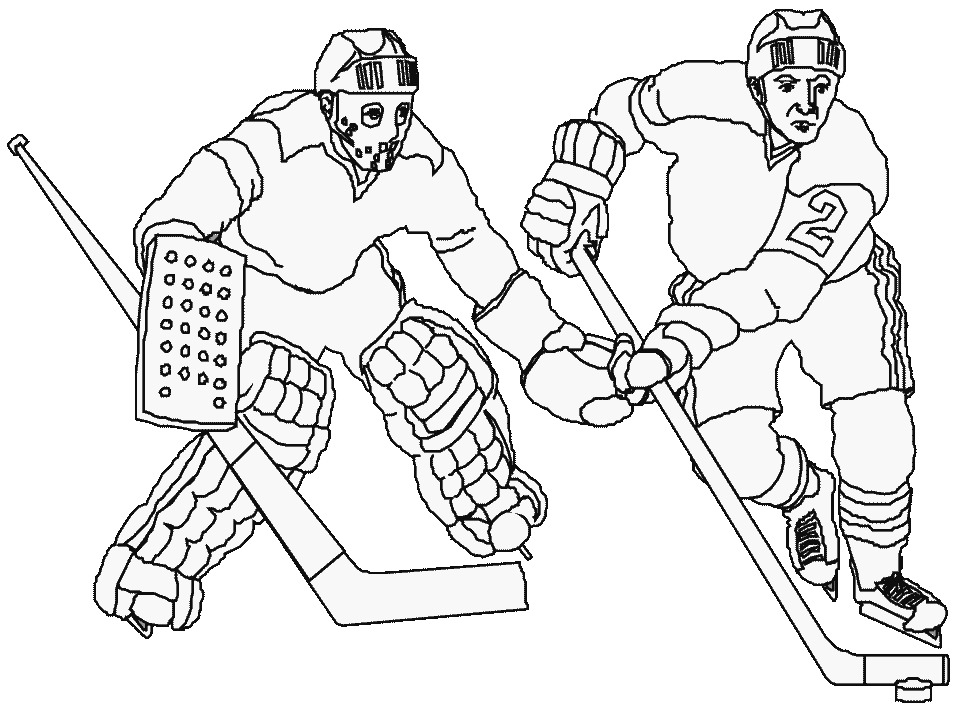 Coloriage Deux Joueurs De Hockey - Hockey à imprimer