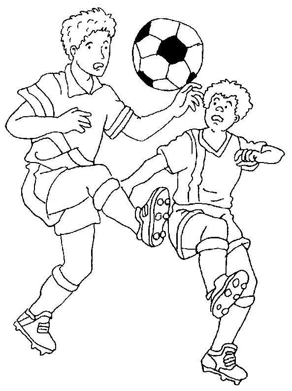 Coloriage Deux Joueurs Et Un Ballon De Foot - Football à imprimer