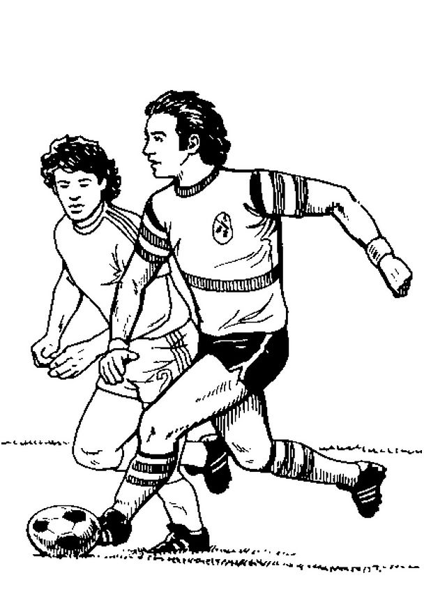 Coloriage Deux Joueurs Pour Le Ballon - Football à imprimer