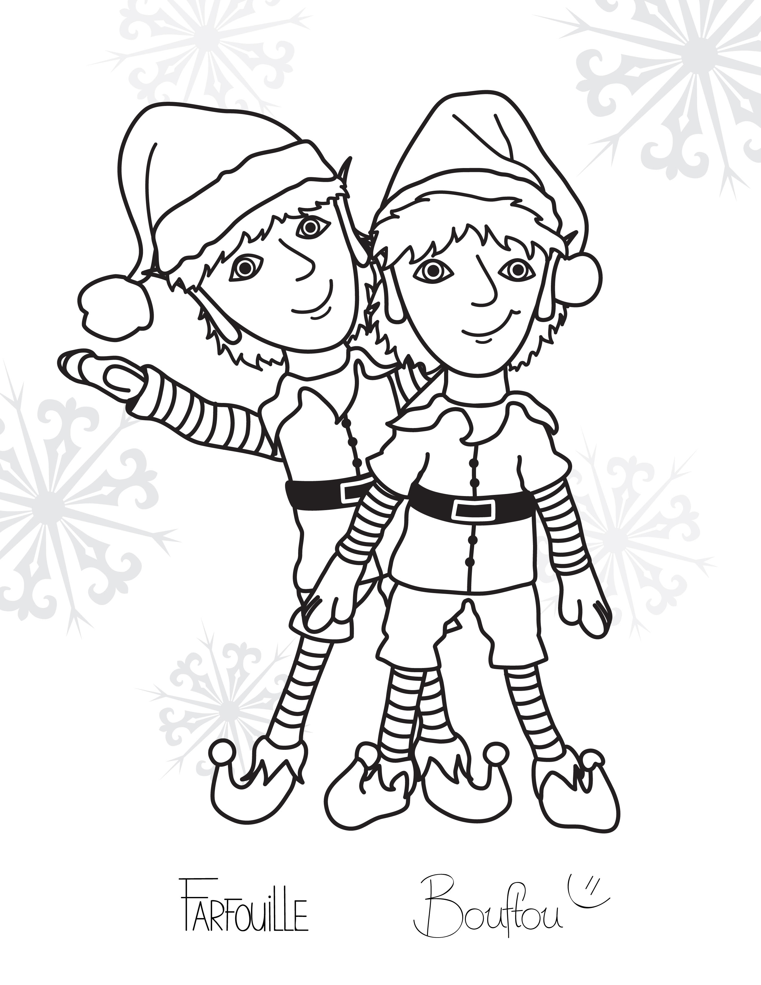 Coloriage Deux Lutins De Noël Jumeaux - Lutin de Noël à imprimer