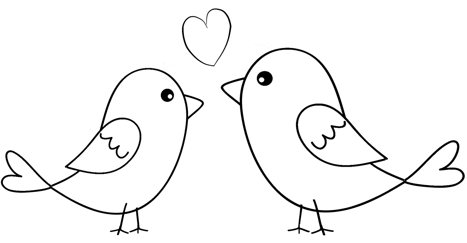 Coloriage Deux Oiseaux En Amour - Saint-Valentin à imprimer