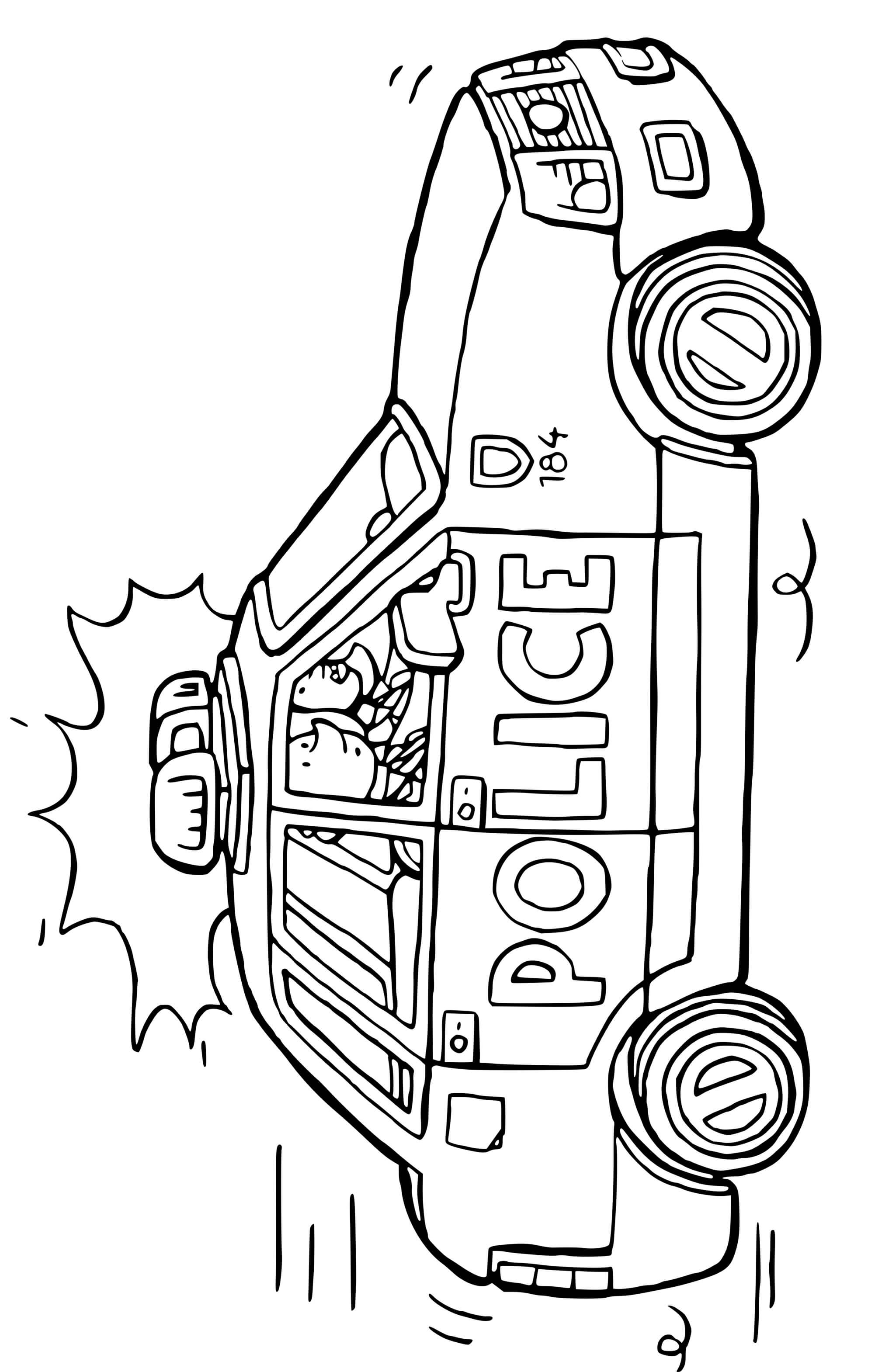 Coloriage Deux Policiers En Direction Dun Appel Durgence - Voiture de police à imprimer