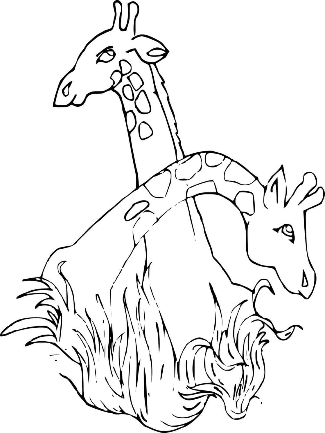 Coloriage Deux Têtes De Girafes - Girafe à imprimer