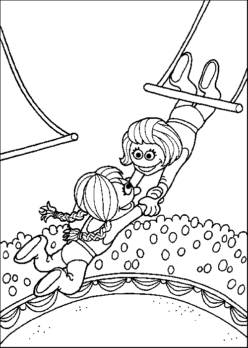 Coloriage Deux Trapezistes - Cirque à imprimer