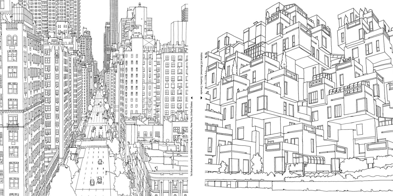 Coloriage Deux Villes Complexes Et Differentes - Ville à imprimer