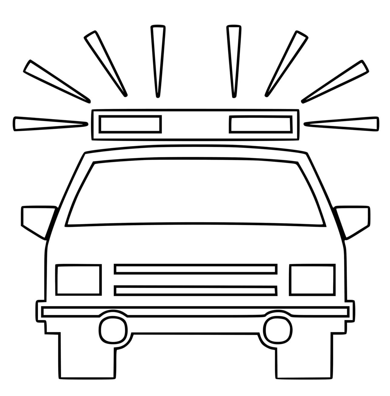 Coloriage Devant De Voiture De Police Avec Gyrophare Allumee - Police à imprimer