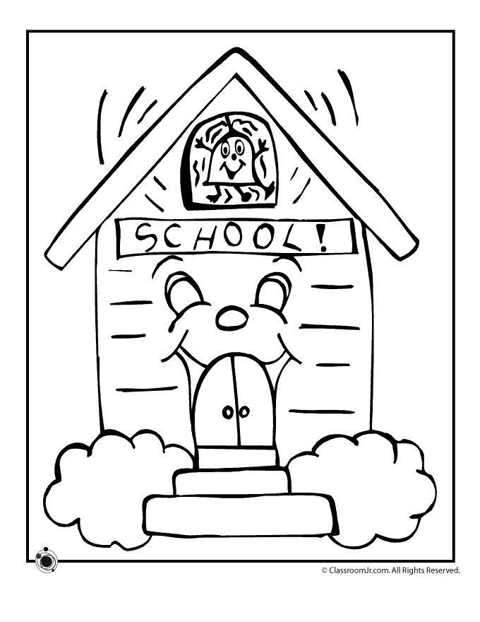 Coloriage Devant Dune École - École à imprimer