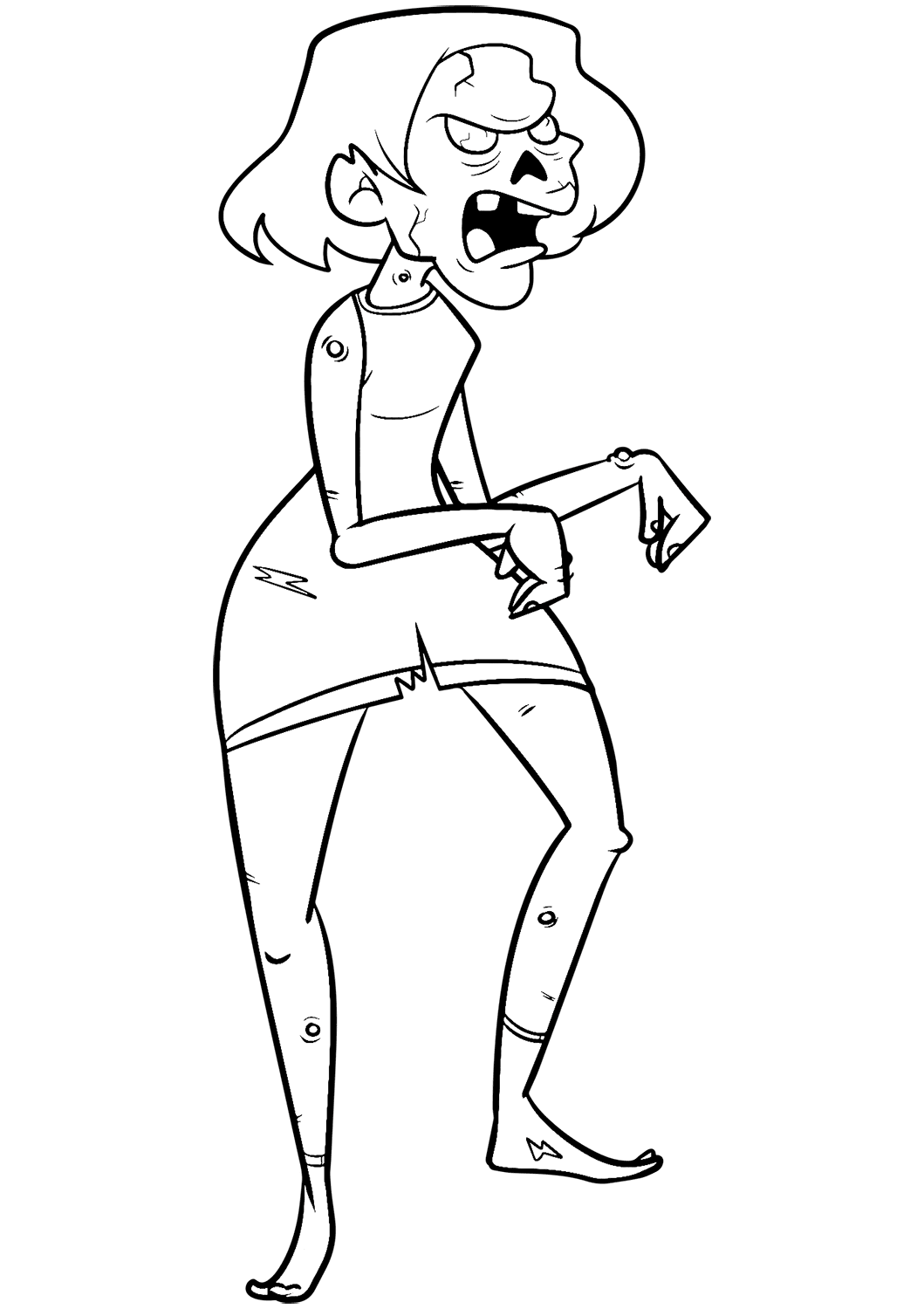 Coloriage Diable Zombie Fille - Zombie à imprimer