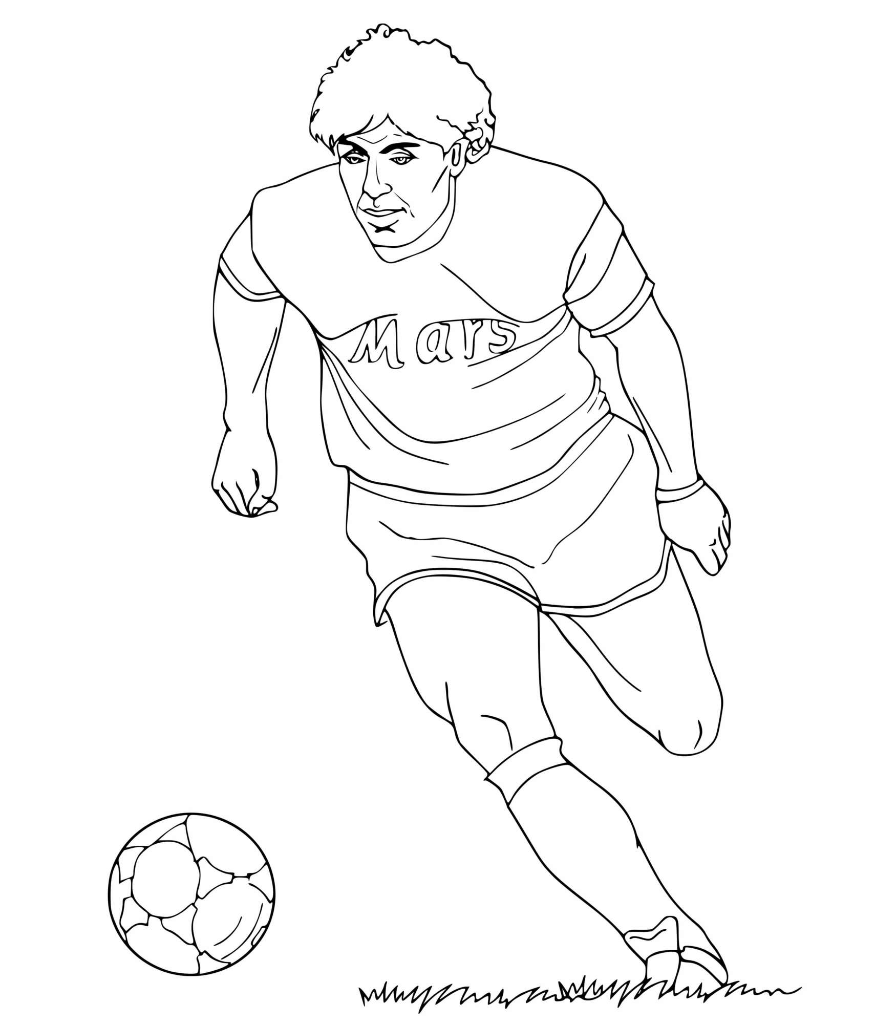 Coloriage Diego Maradona Footballeur International Argentin - Foot à imprimer