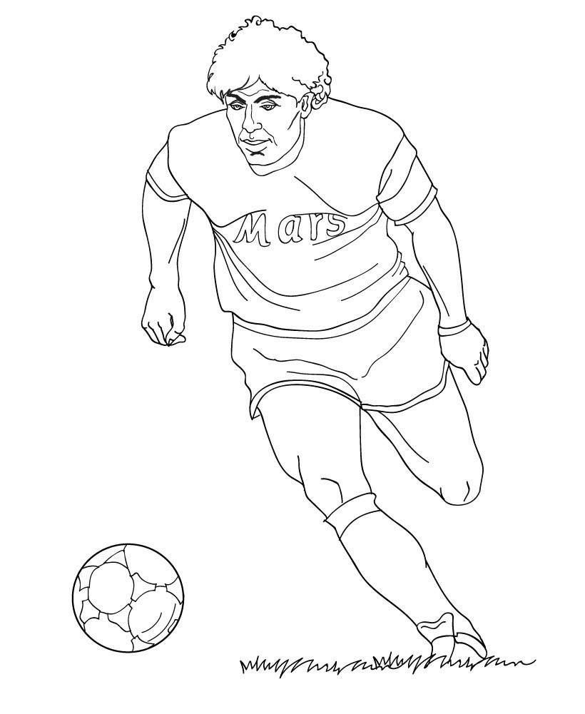 Coloriage Diego Maradona Joueur De Foot - Foot à imprimer