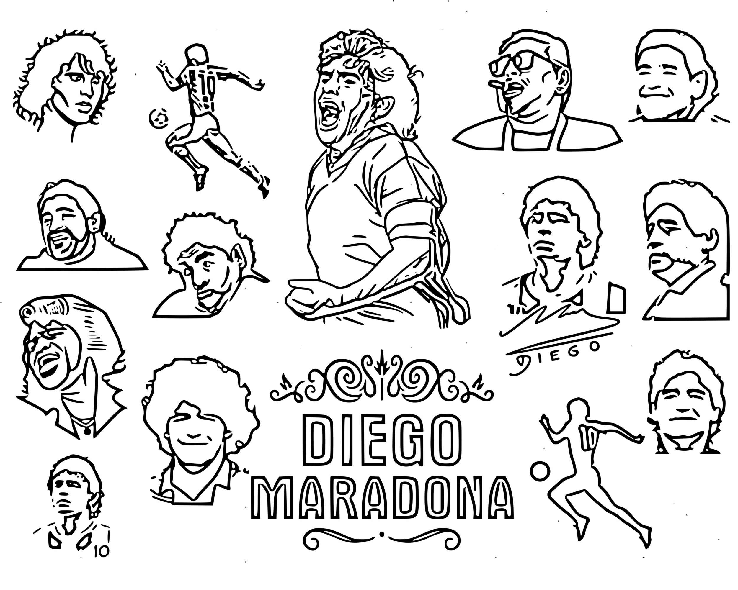 Coloriage Diego Maradona Légende Du Football - Foot à imprimer