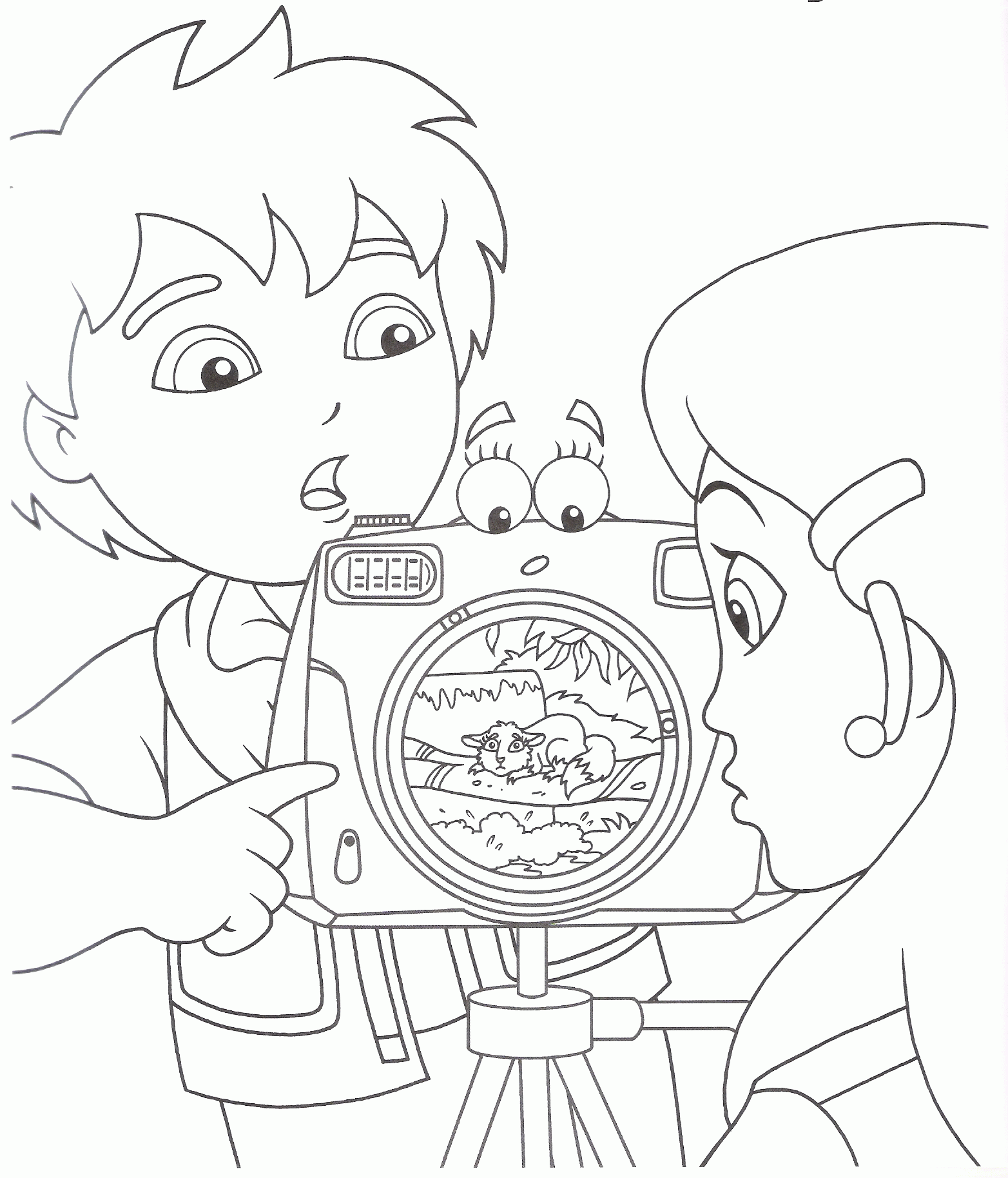 Coloriage Diego Montre Une Photo Dun Animal Triste - Diego à imprimer