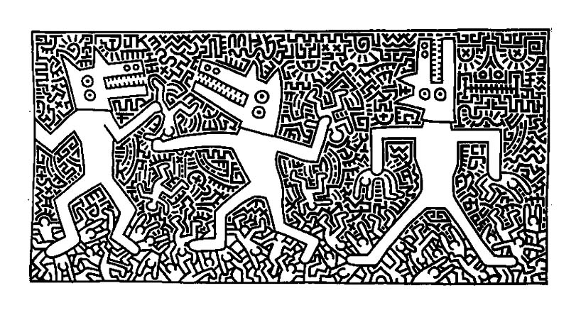 Coloriage Difficile Haring - Art à imprimer