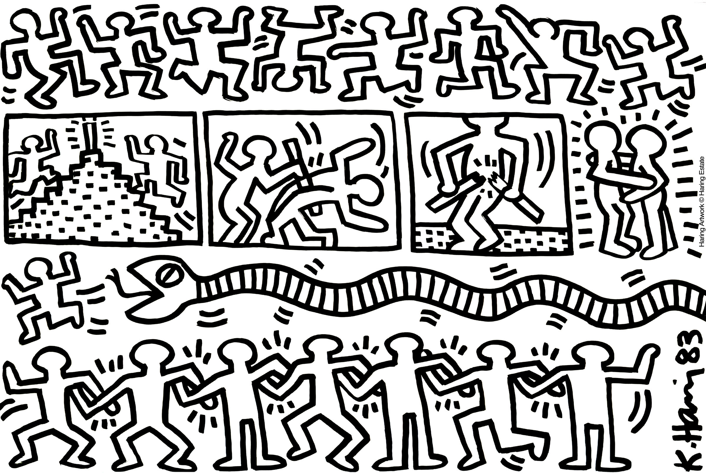 Coloriage Difficile Keith Haring - Art à imprimer