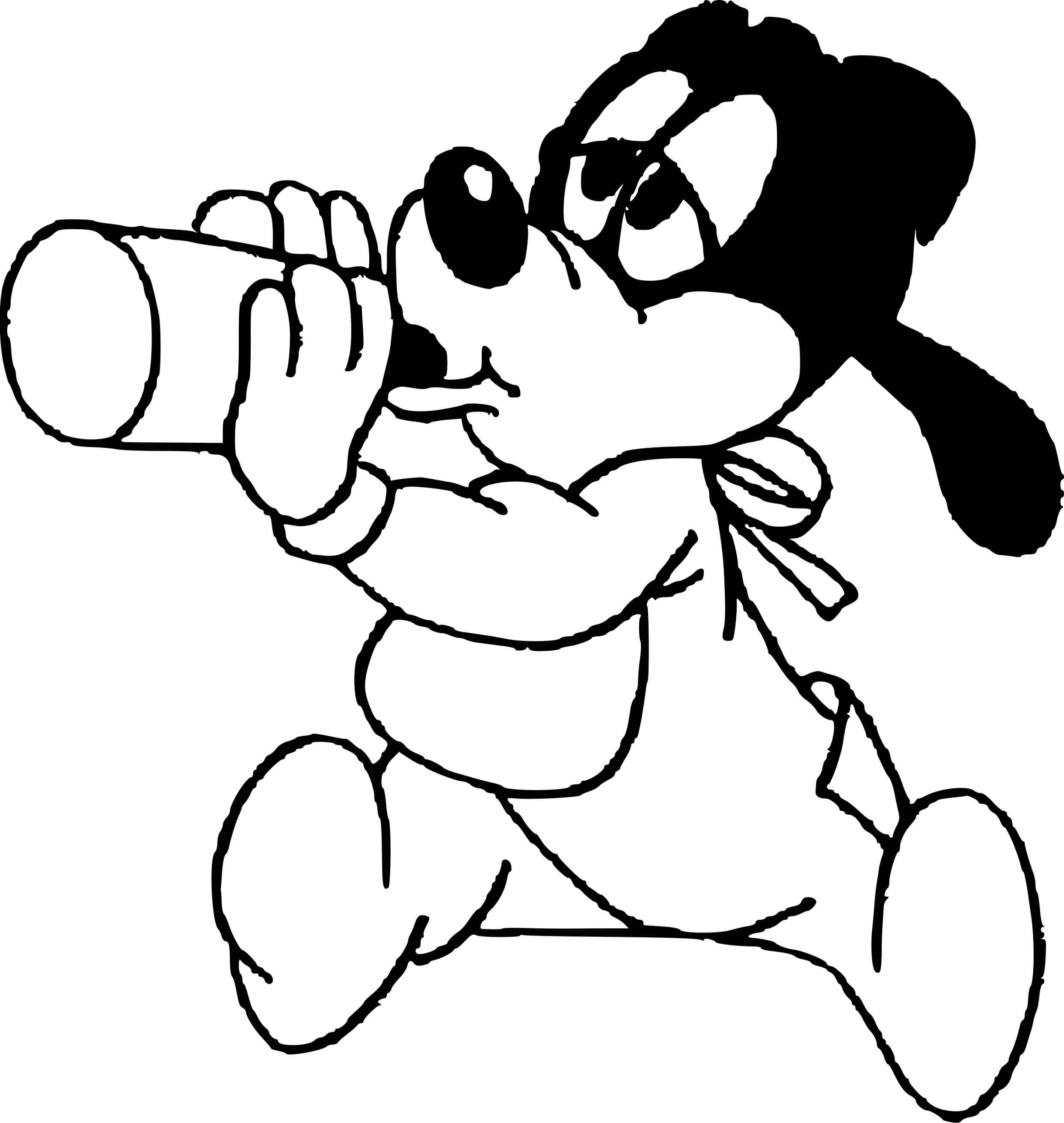 Coloriage Dingo Avec Son Biberond - Disney bébé à imprimer