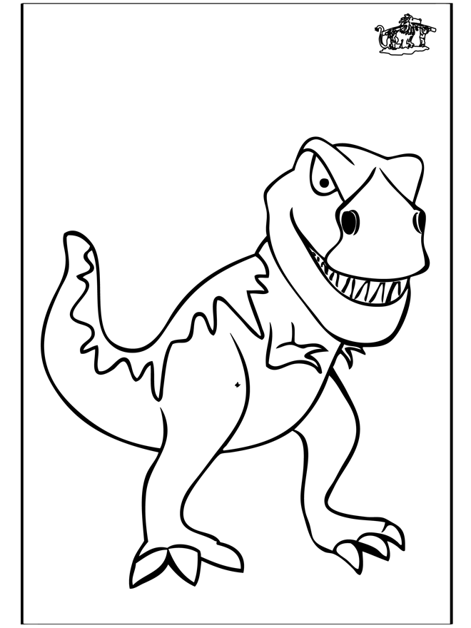 Coloriage Tyrannosaure rugissant aux dents acérées - Dinosaure à imprimer