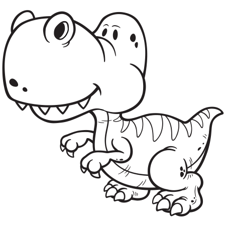 Coloriage Dinosaure Facile Gentil - Facile à imprimer